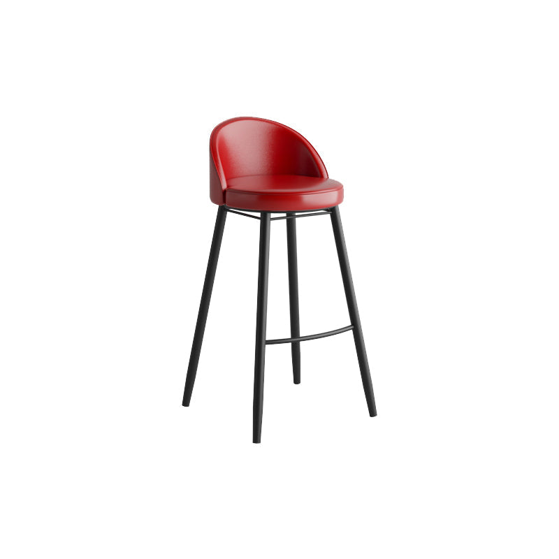 Modern Milk Tea Shop Low Back Stool Matte Finish Leather Barstool Red 1 Piece Clearhalo 'Bar Furniture' 'Bar Stools' 'bar_stools' 'furn' 'furn_bar_stools' 'Furniture' 'furniture_bar_stools' 'Kitchen & Dining Furniture' 4888835