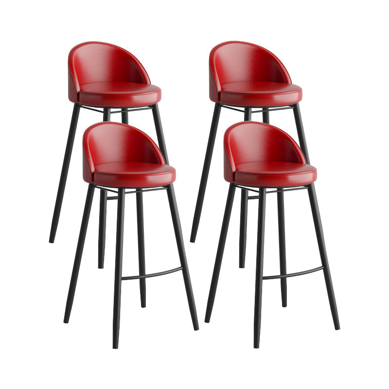 Modern Milk Tea Shop Low Back Stool Matte Finish Leather Barstool Red 4 Piece Set Clearhalo 'Bar Furniture' 'Bar Stools' 'bar_stools' 'furn' 'furn_bar_stools' 'Furniture' 'furniture_bar_stools' 'Kitchen & Dining Furniture' 4888837