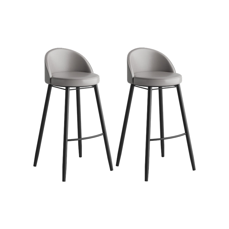 Modern Milk Tea Shop Low Back Stool Matte Finish Leather Barstool Grey 2 Piece Set Clearhalo 'Bar Furniture' 'Bar Stools' 'bar_stools' 'furn' 'furn_bar_stools' 'Furniture' 'furniture_bar_stools' 'Kitchen & Dining Furniture' 4888839