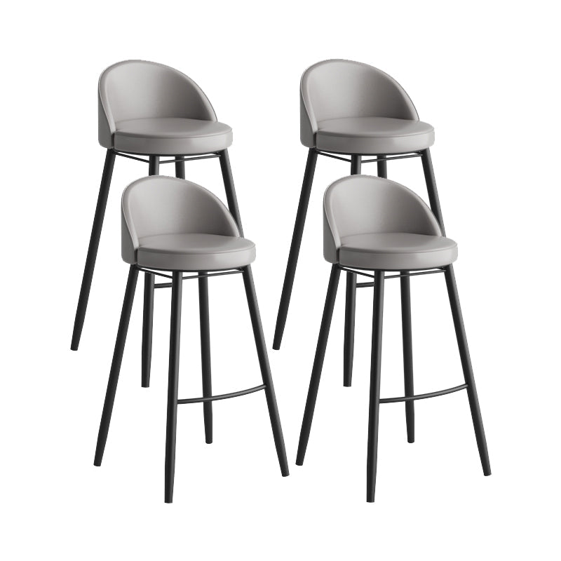 Modern Milk Tea Shop Low Back Stool Matte Finish Leather Barstool Grey 4 Piece Set Clearhalo 'Bar Furniture' 'Bar Stools' 'bar_stools' 'furn' 'furn_bar_stools' 'Furniture' 'furniture_bar_stools' 'Kitchen & Dining Furniture' 4888840
