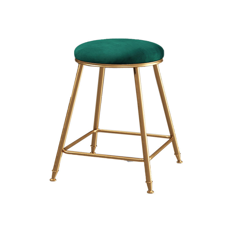 Restaurant Stackable Backless Stool Matte Finish Velvet Bar Stool Green 1 Piece Short Stool(18"H) Clearhalo 'Bar Furniture' 'Bar Stools' 'bar_stools' 'furn' 'furn_bar_stools' 'Furniture' 'furniture_bar_stools' 'Kitchen & Dining Furniture' 4888874