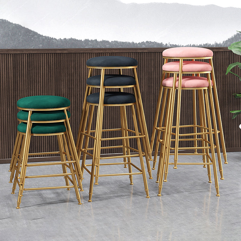 Restaurant Stackable Backless Stool Matte Finish Velvet Bar Stool Clearhalo 'Bar Furniture' 'Bar Stools' 'bar_stools' 'furn' 'furn_bar_stools' 'Furniture' 'furniture_bar_stools' 'Kitchen & Dining Furniture' 4888875