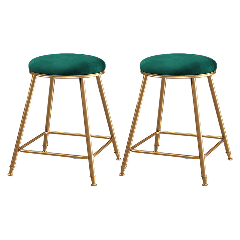 Restaurant Stackable Backless Stool Matte Finish Velvet Bar Stool Green 2 Piece Set Short Stool(18"H) Clearhalo 'Bar Furniture' 'Bar Stools' 'bar_stools' 'furn' 'furn_bar_stools' 'Furniture' 'furniture_bar_stools' 'Kitchen & Dining Furniture' 4888876