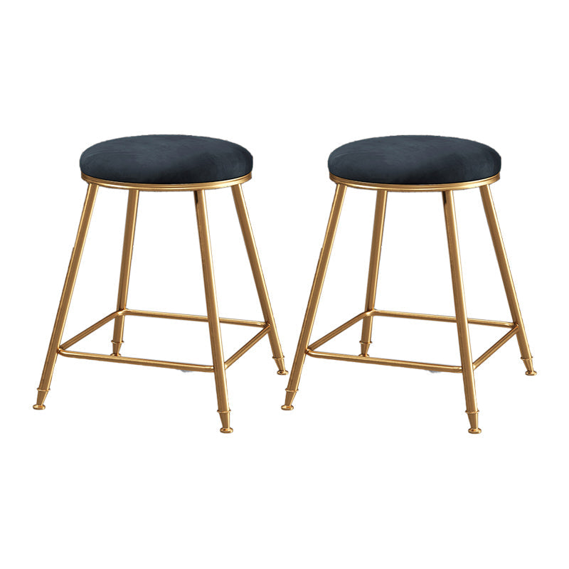 Restaurant Stackable Backless Stool Matte Finish Velvet Bar Stool Black 2 Piece Set Short Stool(18"H) Clearhalo 'Bar Furniture' 'Bar Stools' 'bar_stools' 'furn' 'furn_bar_stools' 'Furniture' 'furniture_bar_stools' 'Kitchen & Dining Furniture' 4888882