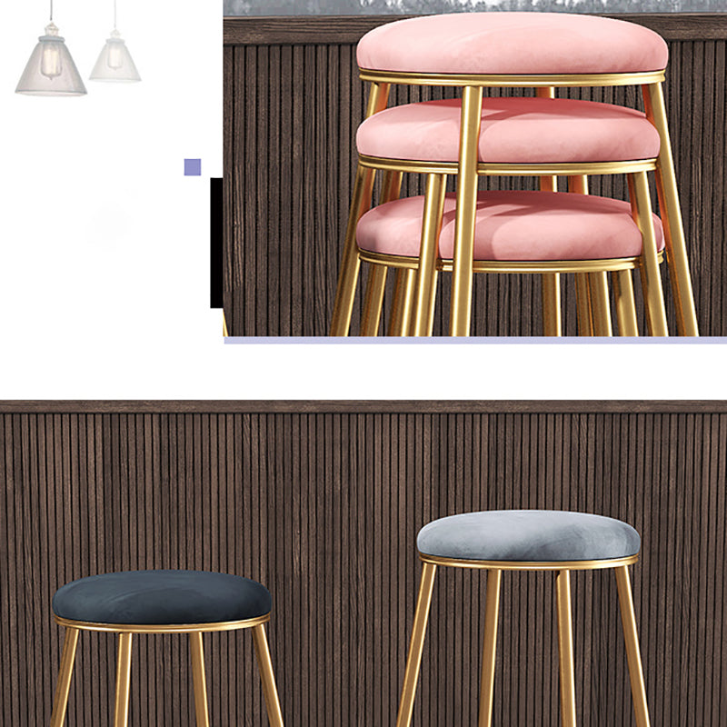 Restaurant Stackable Backless Stool Matte Finish Velvet Bar Stool Clearhalo 'Bar Furniture' 'Bar Stools' 'bar_stools' 'furn' 'furn_bar_stools' 'Furniture' 'furniture_bar_stools' 'Kitchen & Dining Furniture' 4888883
