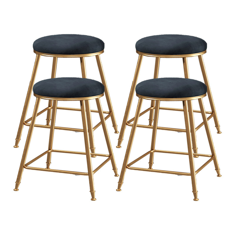 Restaurant Stackable Backless Stool Matte Finish Velvet Bar Stool Black 4 Piece Set Short Stool(18"H) Clearhalo 'Bar Furniture' 'Bar Stools' 'bar_stools' 'furn' 'furn_bar_stools' 'Furniture' 'furniture_bar_stools' 'Kitchen & Dining Furniture' 4888884