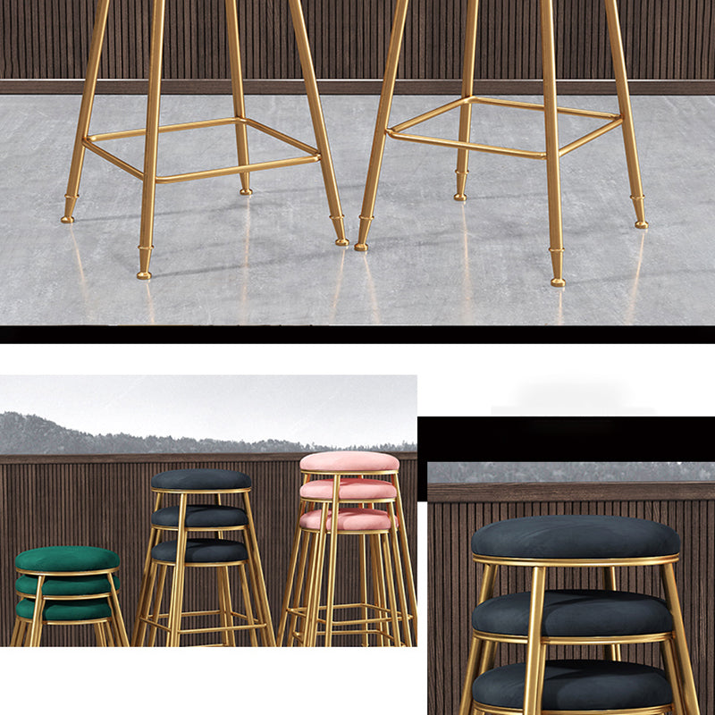 Restaurant Stackable Backless Stool Matte Finish Velvet Bar Stool Clearhalo 'Bar Furniture' 'Bar Stools' 'bar_stools' 'furn' 'furn_bar_stools' 'Furniture' 'furniture_bar_stools' 'Kitchen & Dining Furniture' 4888885