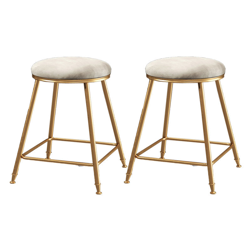 Restaurant Stackable Backless Stool Matte Finish Velvet Bar Stool White 2 Piece Set Short Stool(18"H) Clearhalo 'Bar Furniture' 'Bar Stools' 'bar_stools' 'furn' 'furn_bar_stools' 'Furniture' 'furniture_bar_stools' 'Kitchen & Dining Furniture' 4888887
