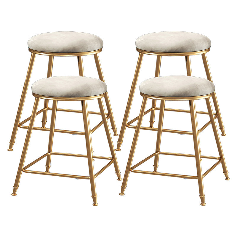 Restaurant Stackable Backless Stool Matte Finish Velvet Bar Stool White 4 Piece Set Short Stool(18"H) Clearhalo 'Bar Furniture' 'Bar Stools' 'bar_stools' 'furn' 'furn_bar_stools' 'Furniture' 'furniture_bar_stools' 'Kitchen & Dining Furniture' 4888889