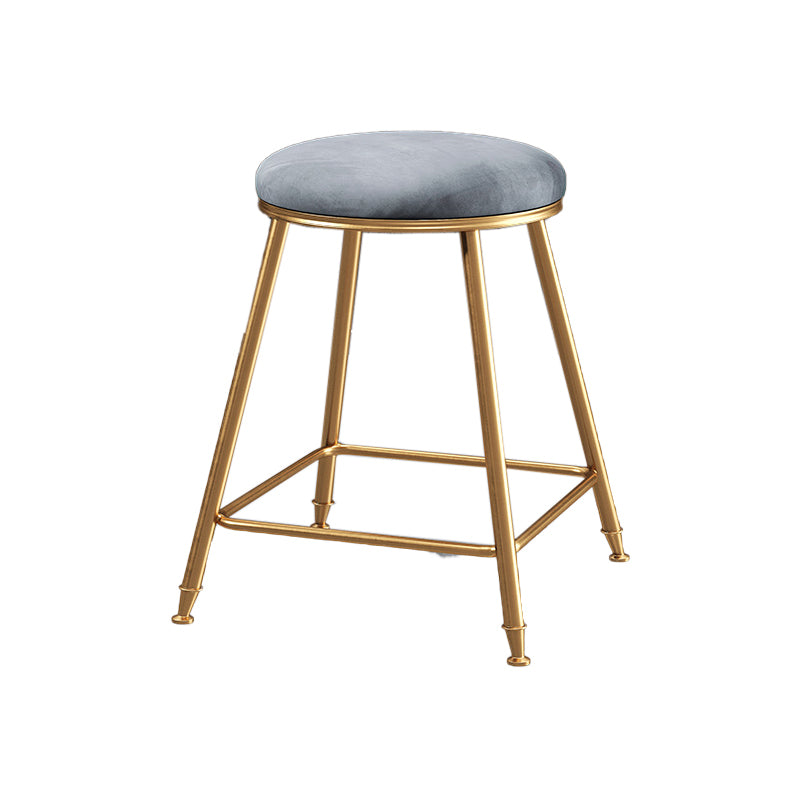 Restaurant Stackable Backless Stool Matte Finish Velvet Bar Stool Grey 1 Piece Short Stool(18"H) Clearhalo 'Bar Furniture' 'Bar Stools' 'bar_stools' 'furn' 'furn_bar_stools' 'Furniture' 'furniture_bar_stools' 'Kitchen & Dining Furniture' 4888890
