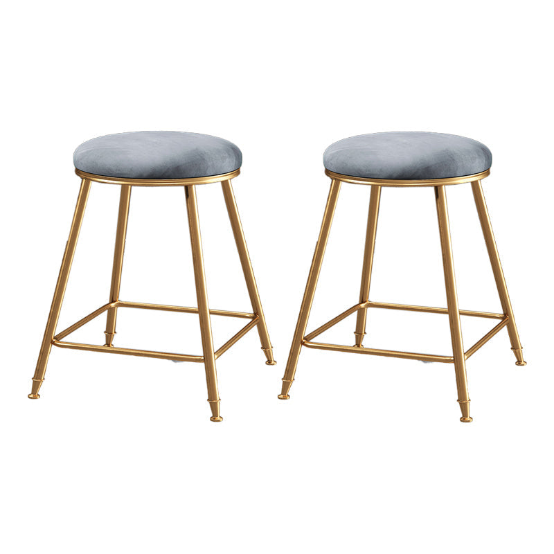 Restaurant Stackable Backless Stool Matte Finish Velvet Bar Stool Grey 2 Piece Set Short Stool(18"H) Clearhalo 'Bar Furniture' 'Bar Stools' 'bar_stools' 'furn' 'furn_bar_stools' 'Furniture' 'furniture_bar_stools' 'Kitchen & Dining Furniture' 4888891