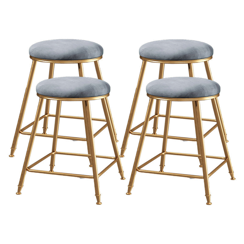 Restaurant Stackable Backless Stool Matte Finish Velvet Bar Stool Grey 4 Piece Set Short Stool(18"H) Clearhalo 'Bar Furniture' 'Bar Stools' 'bar_stools' 'furn' 'furn_bar_stools' 'Furniture' 'furniture_bar_stools' 'Kitchen & Dining Furniture' 4888892