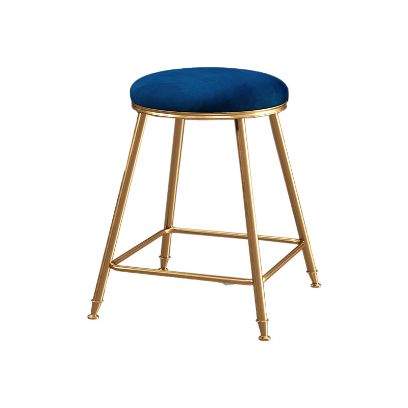Restaurant Stackable Backless Stool Matte Finish Velvet Bar Stool Blue 1 Piece Short Stool(18"H) Clearhalo 'Bar Furniture' 'Bar Stools' 'bar_stools' 'furn' 'furn_bar_stools' 'Furniture' 'furniture_bar_stools' 'Kitchen & Dining Furniture' 4888893