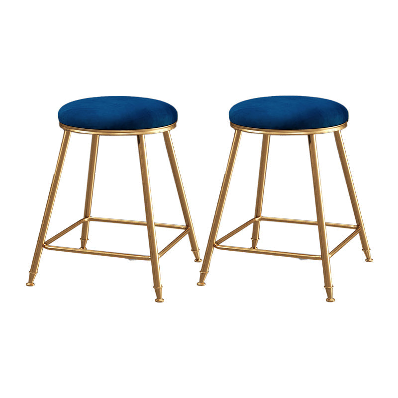 Restaurant Stackable Backless Stool Matte Finish Velvet Bar Stool Blue 2 Piece Set Short Stool(18"H) Clearhalo 'Bar Furniture' 'Bar Stools' 'bar_stools' 'furn' 'furn_bar_stools' 'Furniture' 'furniture_bar_stools' 'Kitchen & Dining Furniture' 4888894