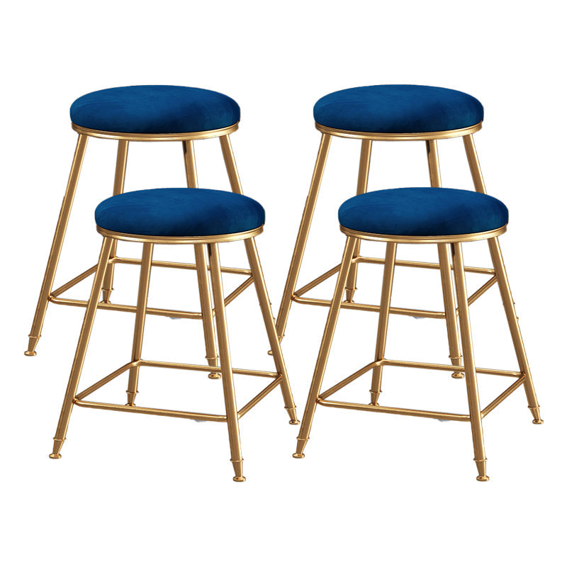 Restaurant Stackable Backless Stool Matte Finish Velvet Bar Stool Blue 4 Piece Set Short Stool(18"H) Clearhalo 'Bar Furniture' 'Bar Stools' 'bar_stools' 'furn' 'furn_bar_stools' 'Furniture' 'furniture_bar_stools' 'Kitchen & Dining Furniture' 4888895