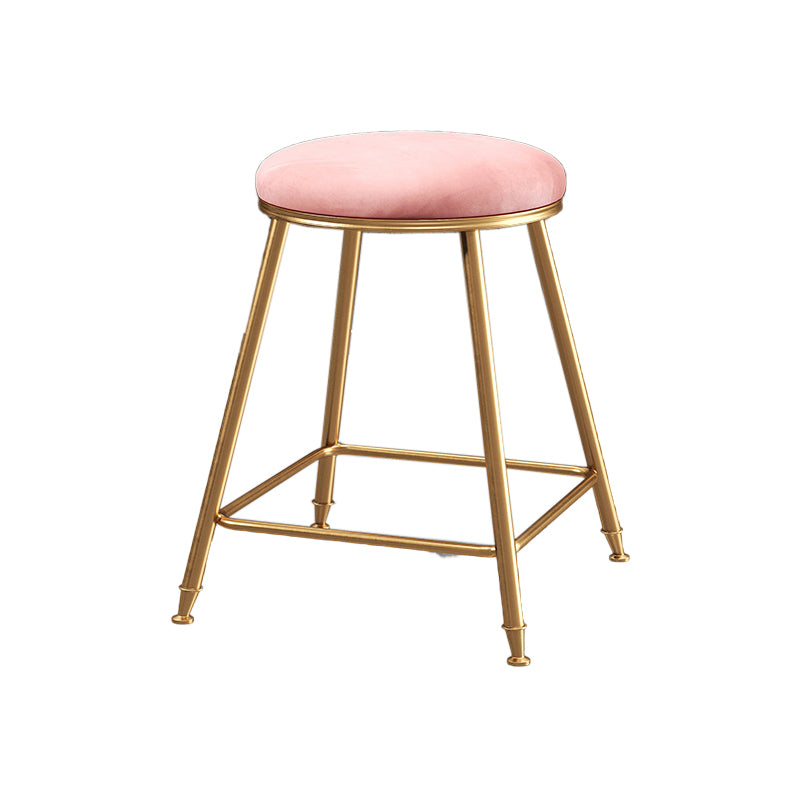 Restaurant Stackable Backless Stool Matte Finish Velvet Bar Stool Pink 1 Piece Short Stool(18"H) Clearhalo 'Bar Furniture' 'Bar Stools' 'bar_stools' 'furn' 'furn_bar_stools' 'Furniture' 'furniture_bar_stools' 'Kitchen & Dining Furniture' 4888896
