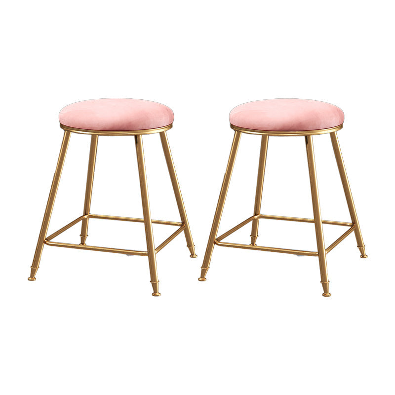 Restaurant Stackable Backless Stool Matte Finish Velvet Bar Stool Pink 2 Piece Set Short Stool(18"H) Clearhalo 'Bar Furniture' 'Bar Stools' 'bar_stools' 'furn' 'furn_bar_stools' 'Furniture' 'furniture_bar_stools' 'Kitchen & Dining Furniture' 4888897