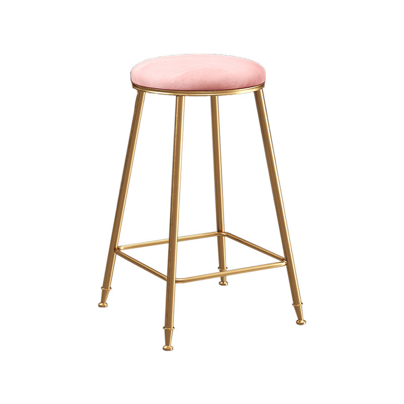 Restaurant Stackable Backless Stool Matte Finish Velvet Bar Stool Pink 1 Piece Counter Stool(26"H) Clearhalo 'Bar Furniture' 'Bar Stools' 'bar_stools' 'furn' 'furn_bar_stools' 'Furniture' 'furniture_bar_stools' 'Kitchen & Dining Furniture' 4888899