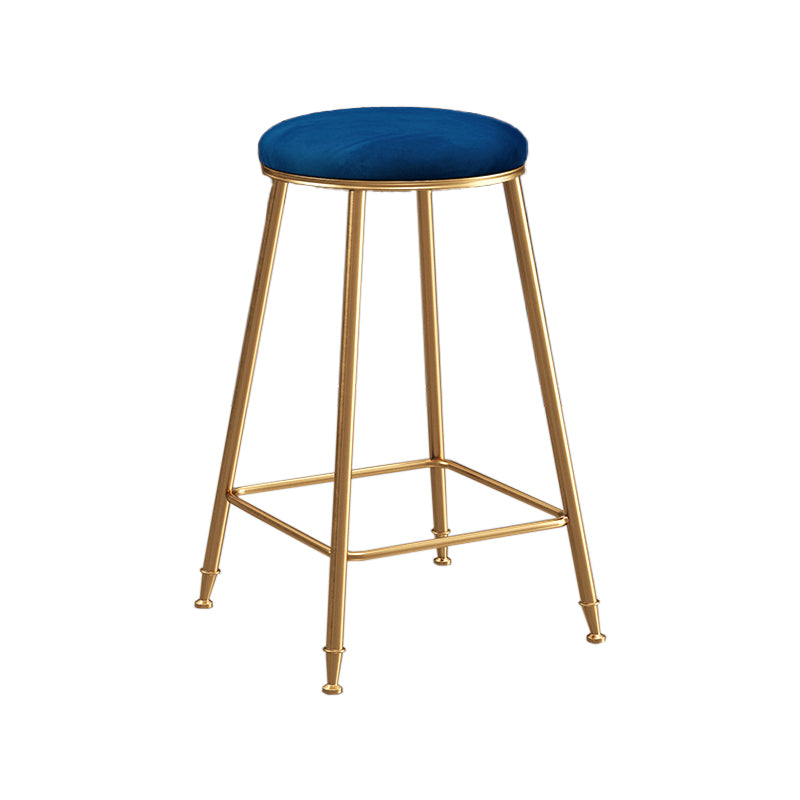 Restaurant Stackable Backless Stool Matte Finish Velvet Bar Stool Blue 1 Piece Counter Stool(26"H) Clearhalo 'Bar Furniture' 'Bar Stools' 'bar_stools' 'furn' 'furn_bar_stools' 'Furniture' 'furniture_bar_stools' 'Kitchen & Dining Furniture' 4888902