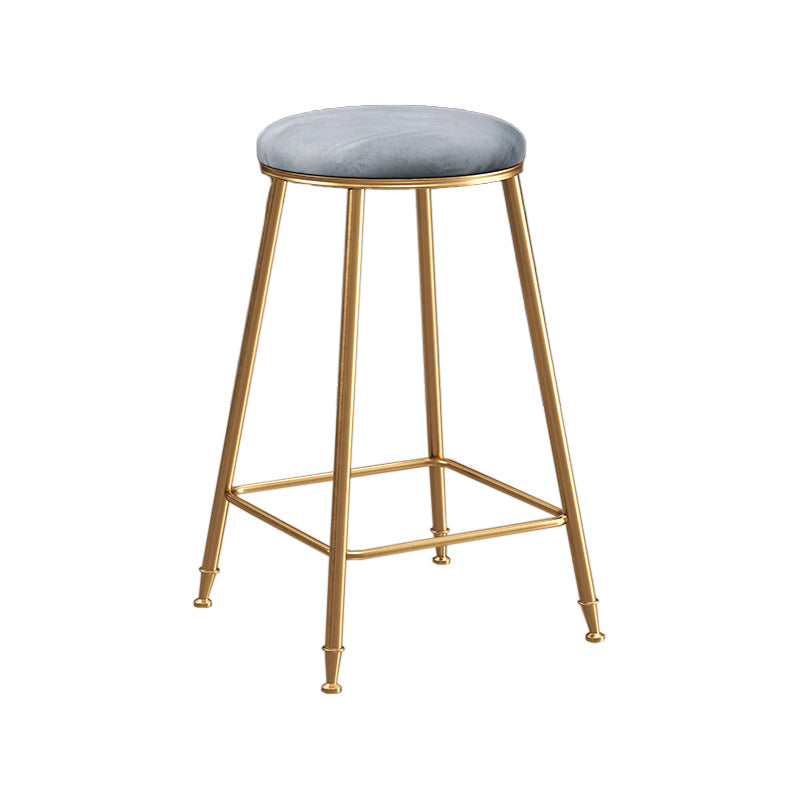 Restaurant Stackable Backless Stool Matte Finish Velvet Bar Stool Grey 1 Piece Counter Stool(26"H) Clearhalo 'Bar Furniture' 'Bar Stools' 'bar_stools' 'furn' 'furn_bar_stools' 'Furniture' 'furniture_bar_stools' 'Kitchen & Dining Furniture' 4888905