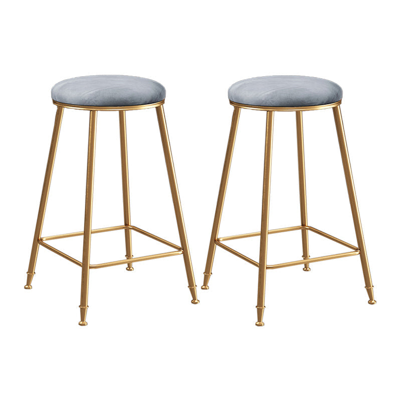 Restaurant Stackable Backless Stool Matte Finish Velvet Bar Stool Grey 2 Piece Set Counter Stool(26"H) Clearhalo 'Bar Furniture' 'Bar Stools' 'bar_stools' 'furn' 'furn_bar_stools' 'Furniture' 'furniture_bar_stools' 'Kitchen & Dining Furniture' 4888906