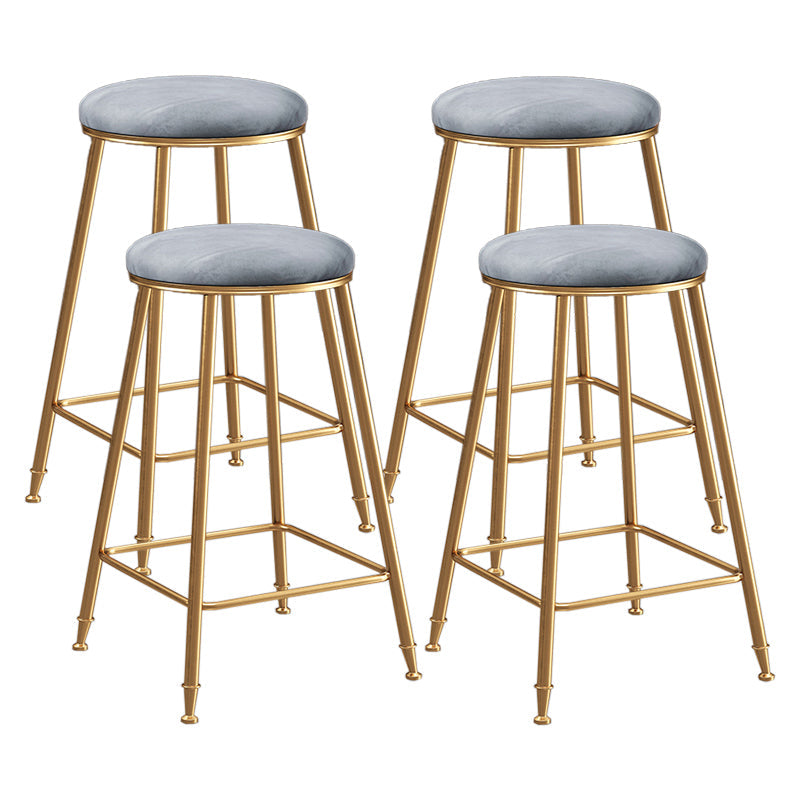 Restaurant Stackable Backless Stool Matte Finish Velvet Bar Stool Grey 4 Piece Set Counter Stool(26"H) Clearhalo 'Bar Furniture' 'Bar Stools' 'bar_stools' 'furn' 'furn_bar_stools' 'Furniture' 'furniture_bar_stools' 'Kitchen & Dining Furniture' 4888907