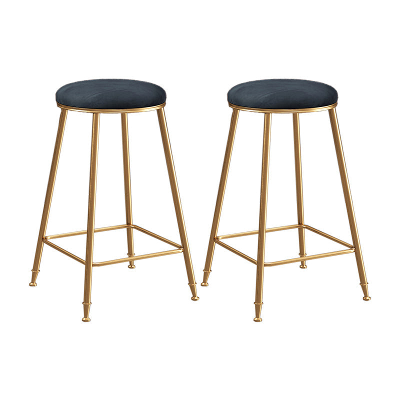 Restaurant Stackable Backless Stool Matte Finish Velvet Bar Stool Black 2 Piece Set Counter Stool(26"H) Clearhalo 'Bar Furniture' 'Bar Stools' 'bar_stools' 'furn' 'furn_bar_stools' 'Furniture' 'furniture_bar_stools' 'Kitchen & Dining Furniture' 4888909