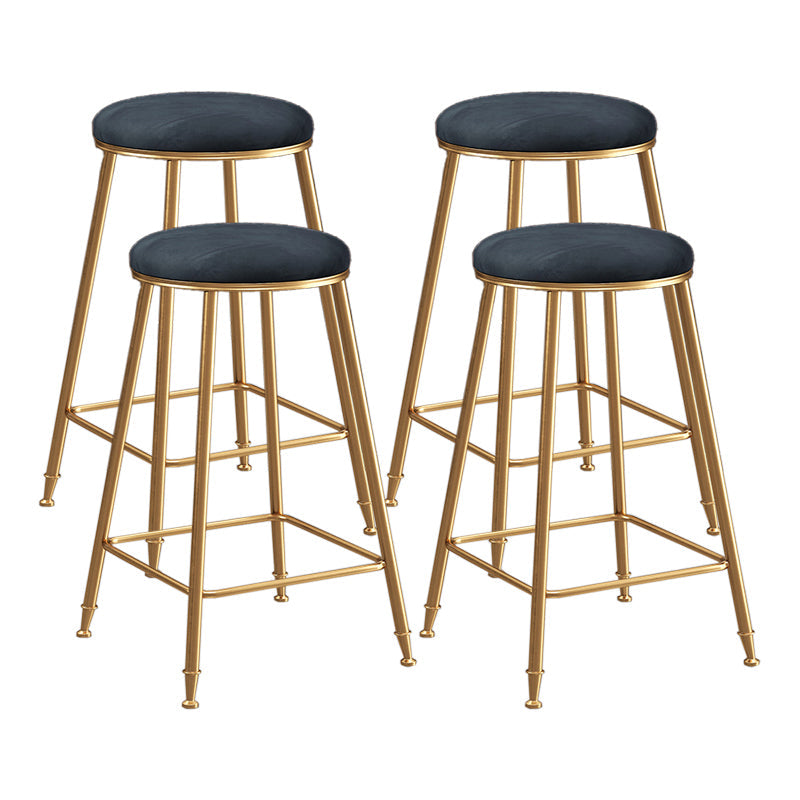 Restaurant Stackable Backless Stool Matte Finish Velvet Bar Stool Black 4 Piece Set Counter Stool(26"H) Clearhalo 'Bar Furniture' 'Bar Stools' 'bar_stools' 'furn' 'furn_bar_stools' 'Furniture' 'furniture_bar_stools' 'Kitchen & Dining Furniture' 4888910