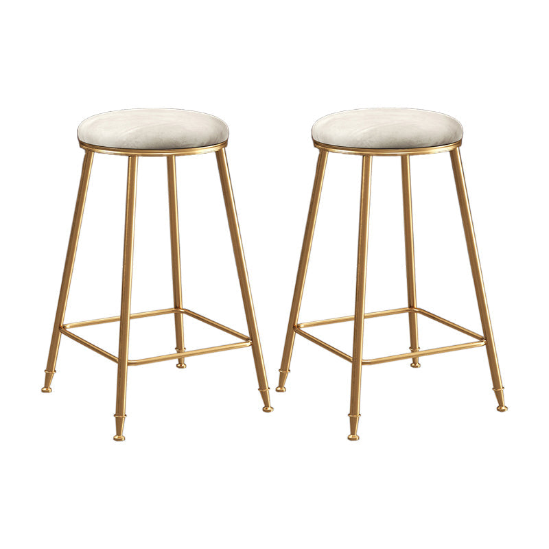 Restaurant Stackable Backless Stool Matte Finish Velvet Bar Stool White 2 Piece Set Counter Stool(26"H) Clearhalo 'Bar Furniture' 'Bar Stools' 'bar_stools' 'furn' 'furn_bar_stools' 'Furniture' 'furniture_bar_stools' 'Kitchen & Dining Furniture' 4888912