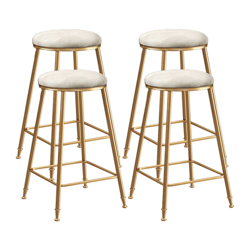 Restaurant Stackable Backless Stool Matte Finish Velvet Bar Stool White 4 Piece Set Counter Stool(26"H) Clearhalo 'Bar Furniture' 'Bar Stools' 'bar_stools' 'furn' 'furn_bar_stools' 'Furniture' 'furniture_bar_stools' 'Kitchen & Dining Furniture' 4888913