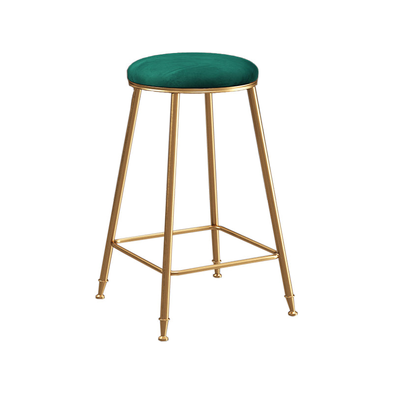 Restaurant Stackable Backless Stool Matte Finish Velvet Bar Stool Green 1 Piece Counter Stool(26"H) Clearhalo 'Bar Furniture' 'Bar Stools' 'bar_stools' 'furn' 'furn_bar_stools' 'Furniture' 'furniture_bar_stools' 'Kitchen & Dining Furniture' 4888914
