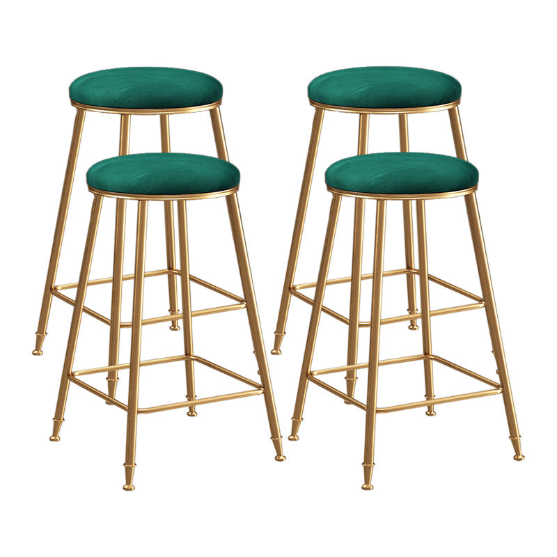 Restaurant Stackable Backless Stool Matte Finish Velvet Bar Stool Green 4 Piece Set Counter Stool(26"H) Clearhalo 'Bar Furniture' 'Bar Stools' 'bar_stools' 'furn' 'furn_bar_stools' 'Furniture' 'furniture_bar_stools' 'Kitchen & Dining Furniture' 4888916