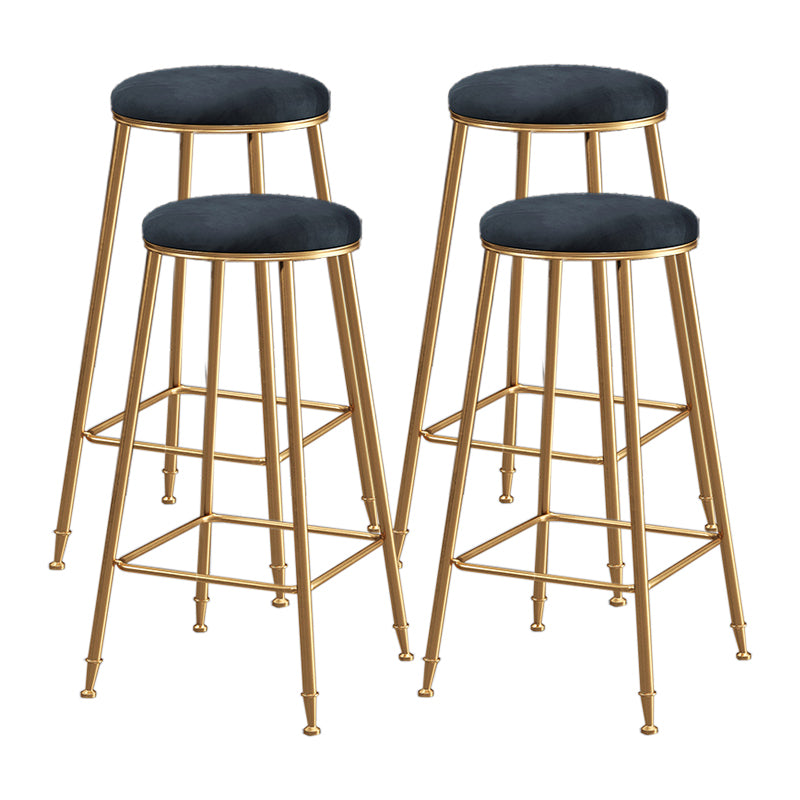 Restaurant Stackable Backless Stool Matte Finish Velvet Bar Stool Black 4 Piece Set Bar Stool(30"H) Clearhalo 'Bar Furniture' 'Bar Stools' 'bar_stools' 'furn' 'furn_bar_stools' 'Furniture' 'furniture_bar_stools' 'Kitchen & Dining Furniture' 4888919