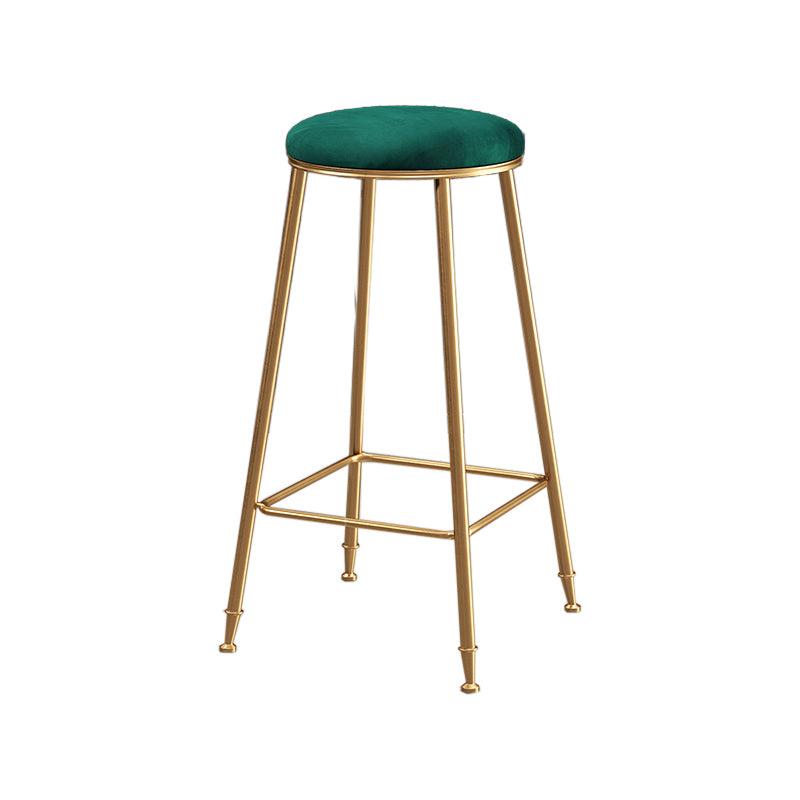 Restaurant Stackable Backless Stool Matte Finish Velvet Bar Stool Green 1 Piece Bar Stool(30"H) Clearhalo 'Bar Furniture' 'Bar Stools' 'bar_stools' 'furn' 'furn_bar_stools' 'Furniture' 'furniture_bar_stools' 'Kitchen & Dining Furniture' 4888920