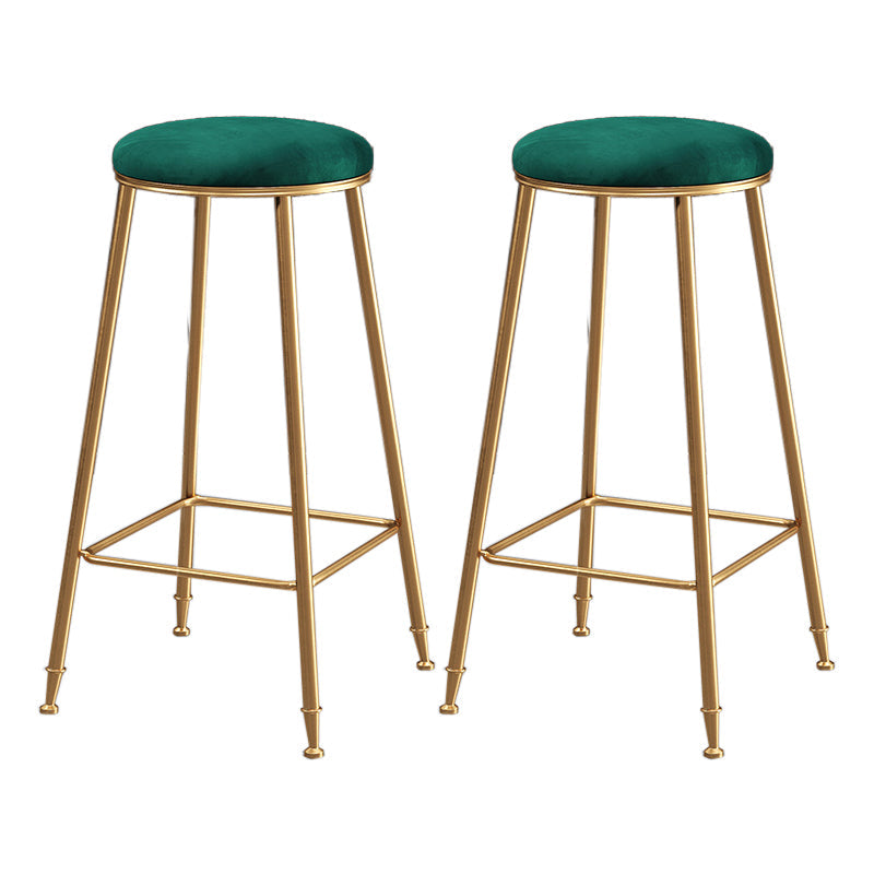 Restaurant Stackable Backless Stool Matte Finish Velvet Bar Stool Green 2 Piece Set Bar Stool(30"H) Clearhalo 'Bar Furniture' 'Bar Stools' 'bar_stools' 'furn' 'furn_bar_stools' 'Furniture' 'furniture_bar_stools' 'Kitchen & Dining Furniture' 4888921