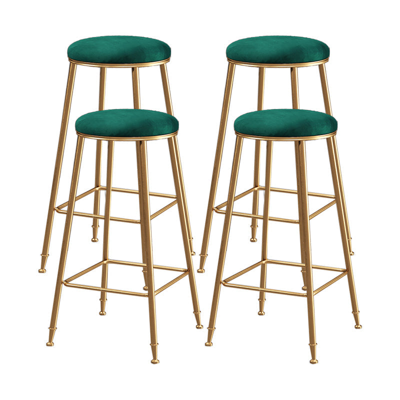 Restaurant Stackable Backless Stool Matte Finish Velvet Bar Stool Green 4 Piece Set Bar Stool(30"H) Clearhalo 'Bar Furniture' 'Bar Stools' 'bar_stools' 'furn' 'furn_bar_stools' 'Furniture' 'furniture_bar_stools' 'Kitchen & Dining Furniture' 4888922
