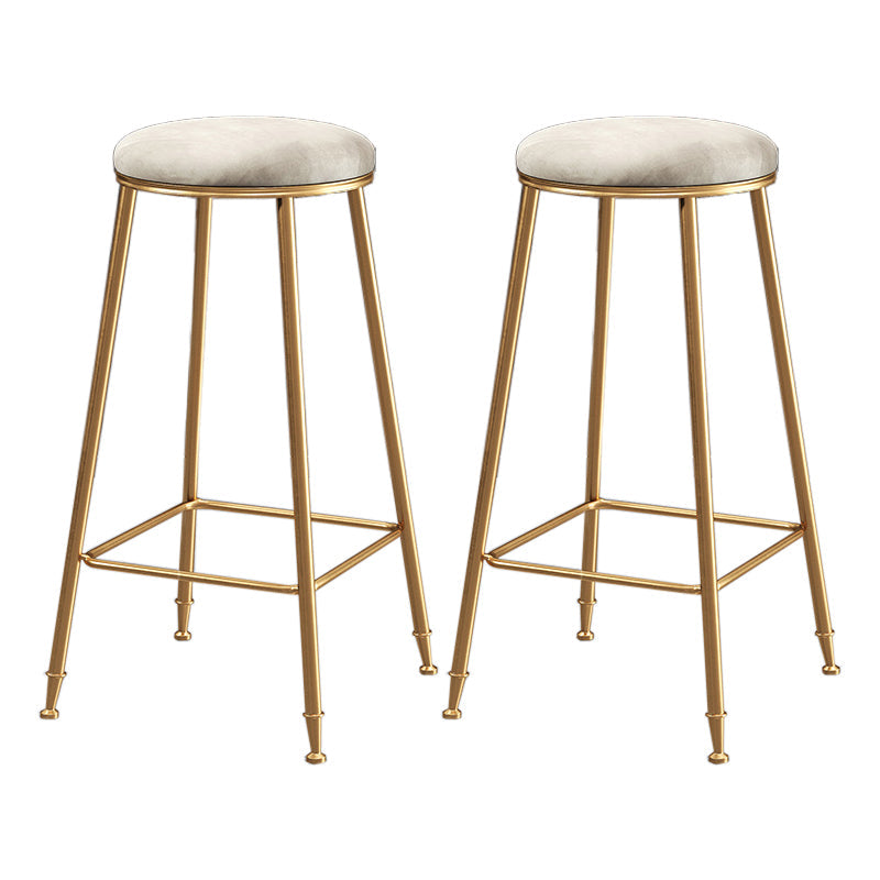 Restaurant Stackable Backless Stool Matte Finish Velvet Bar Stool White 2 Piece Set Bar Stool(30"H) Clearhalo 'Bar Furniture' 'Bar Stools' 'bar_stools' 'furn' 'furn_bar_stools' 'Furniture' 'furniture_bar_stools' 'Kitchen & Dining Furniture' 4888924