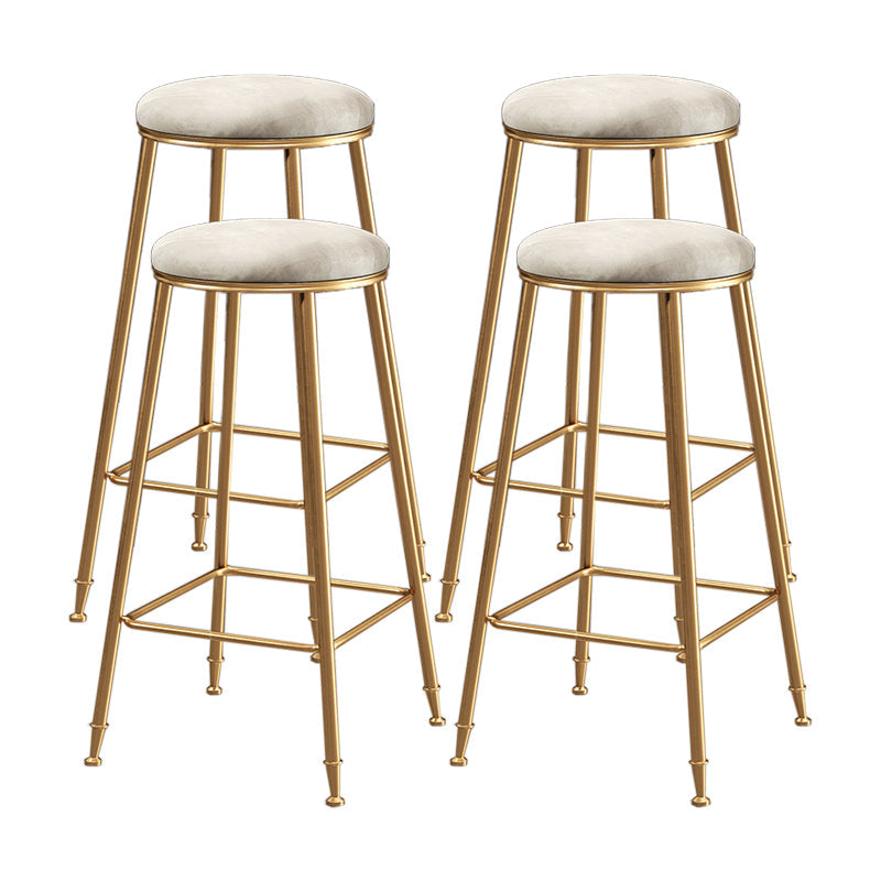 Restaurant Stackable Backless Stool Matte Finish Velvet Bar Stool White 4 Piece Set Bar Stool(30"H) Clearhalo 'Bar Furniture' 'Bar Stools' 'bar_stools' 'furn' 'furn_bar_stools' 'Furniture' 'furniture_bar_stools' 'Kitchen & Dining Furniture' 4888925