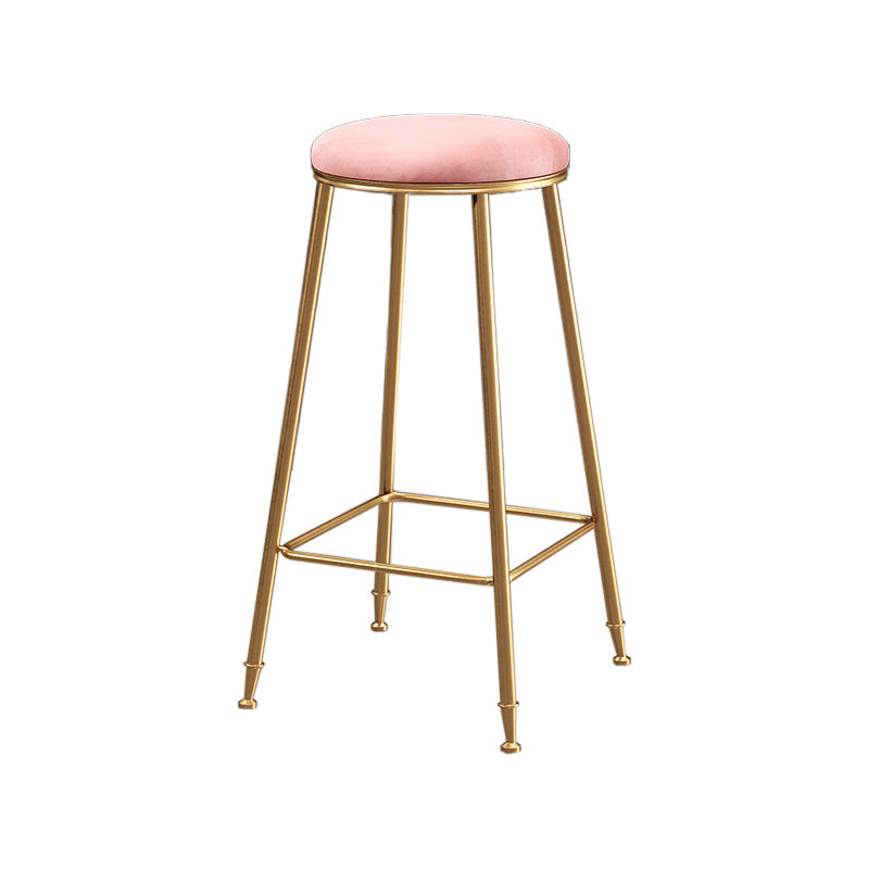 Restaurant Stackable Backless Stool Matte Finish Velvet Bar Stool Pink 1 Piece Bar Stool(30"H) Clearhalo 'Bar Furniture' 'Bar Stools' 'bar_stools' 'furn' 'furn_bar_stools' 'Furniture' 'furniture_bar_stools' 'Kitchen & Dining Furniture' 4888926