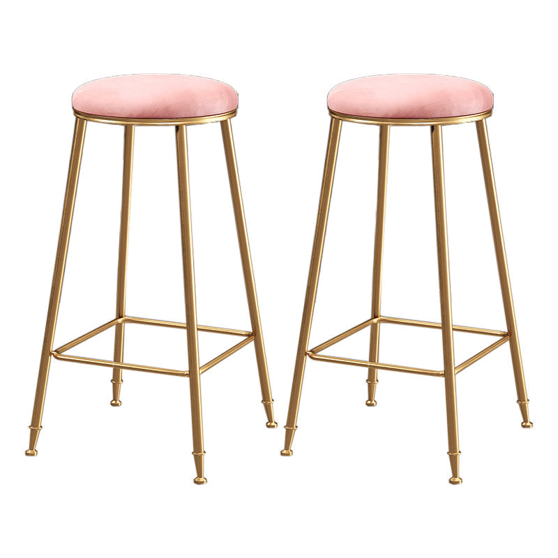 Restaurant Stackable Backless Stool Matte Finish Velvet Bar Stool Pink 2 Piece Set Bar Stool(30"H) Clearhalo 'Bar Furniture' 'Bar Stools' 'bar_stools' 'furn' 'furn_bar_stools' 'Furniture' 'furniture_bar_stools' 'Kitchen & Dining Furniture' 4888927