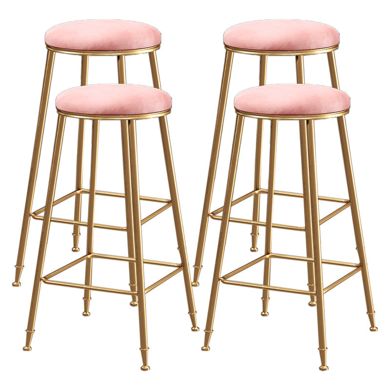 Restaurant Stackable Backless Stool Matte Finish Velvet Bar Stool Pink 4 Piece Set Bar Stool(30"H) Clearhalo 'Bar Furniture' 'Bar Stools' 'bar_stools' 'furn' 'furn_bar_stools' 'Furniture' 'furniture_bar_stools' 'Kitchen & Dining Furniture' 4888928