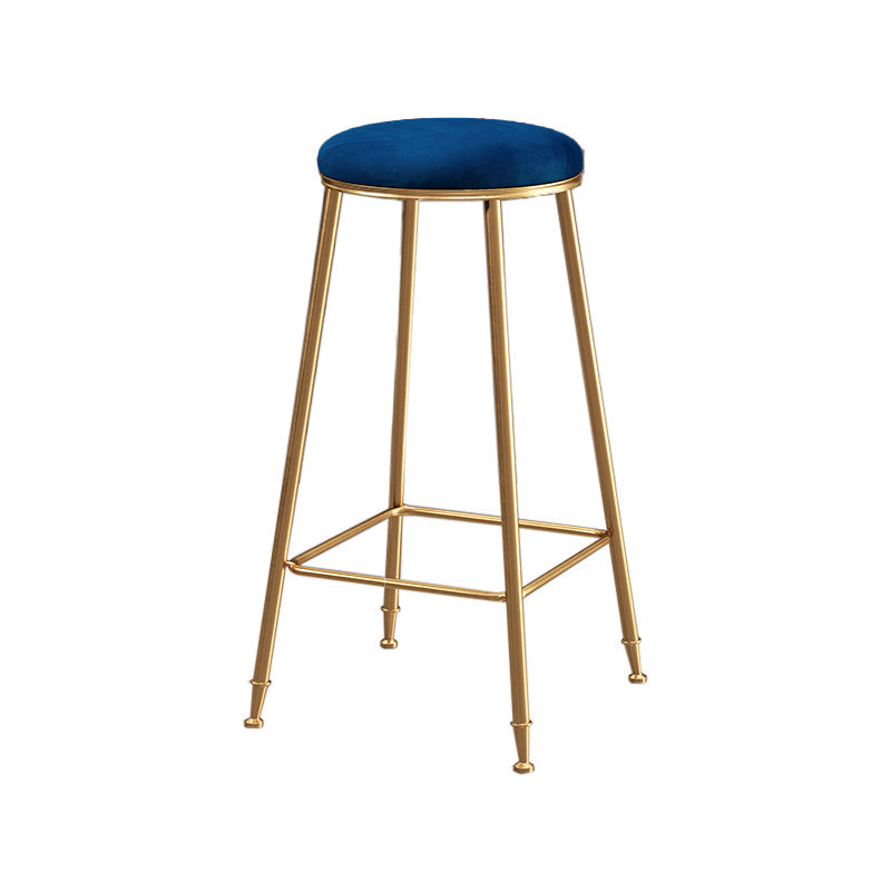 Restaurant Stackable Backless Stool Matte Finish Velvet Bar Stool Blue 1 Piece Bar Stool(30"H) Clearhalo 'Bar Furniture' 'Bar Stools' 'bar_stools' 'furn' 'furn_bar_stools' 'Furniture' 'furniture_bar_stools' 'Kitchen & Dining Furniture' 4888929