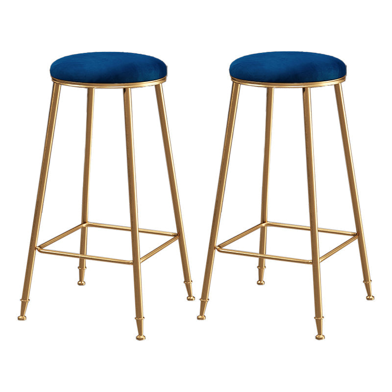 Restaurant Stackable Backless Stool Matte Finish Velvet Bar Stool Blue 2 Piece Set Bar Stool(30"H) Clearhalo 'Bar Furniture' 'Bar Stools' 'bar_stools' 'furn' 'furn_bar_stools' 'Furniture' 'furniture_bar_stools' 'Kitchen & Dining Furniture' 4888930