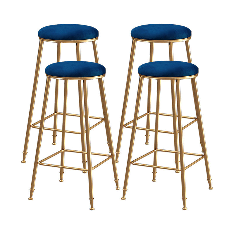 Restaurant Stackable Backless Stool Matte Finish Velvet Bar Stool Blue 4 Piece Set Bar Stool(30"H) Clearhalo 'Bar Furniture' 'Bar Stools' 'bar_stools' 'furn' 'furn_bar_stools' 'Furniture' 'furniture_bar_stools' 'Kitchen & Dining Furniture' 4888931