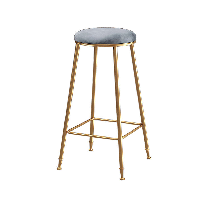Restaurant Stackable Backless Stool Matte Finish Velvet Bar Stool Grey 1 Piece Bar Stool(30"H) Clearhalo 'Bar Furniture' 'Bar Stools' 'bar_stools' 'furn' 'furn_bar_stools' 'Furniture' 'furniture_bar_stools' 'Kitchen & Dining Furniture' 4888932