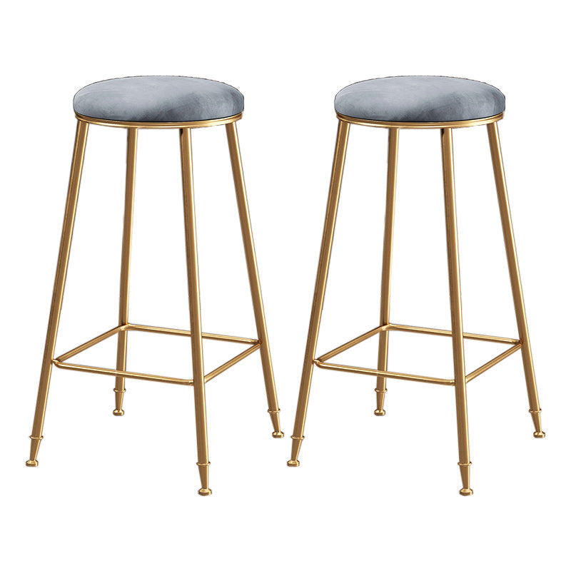 Restaurant Stackable Backless Stool Matte Finish Velvet Bar Stool Grey 2 Piece Set Bar Stool(30"H) Clearhalo 'Bar Furniture' 'Bar Stools' 'bar_stools' 'furn' 'furn_bar_stools' 'Furniture' 'furniture_bar_stools' 'Kitchen & Dining Furniture' 4888933