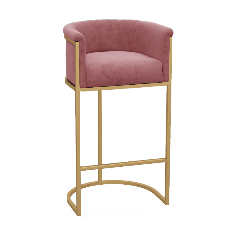 Milk Tea Shop Armed Stool Glam Matte Finish Velvet Bar Stool Pink 1 Piece Clearhalo 'Bar Furniture' 'Bar Stools' 'bar_stools' 'furn' 'furn_bar_stools' 'Furniture' 'furniture_bar_stools' 'Kitchen & Dining Furniture' 4888940