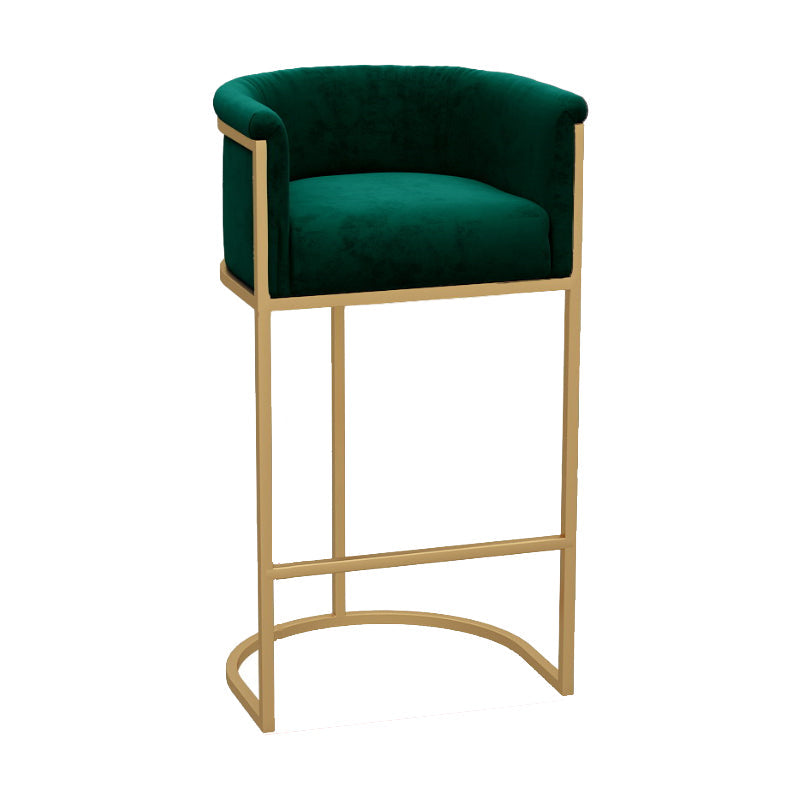 Milk Tea Shop Armed Stool Glam Matte Finish Velvet Bar Stool Blackish Green 1 Piece Clearhalo 'Bar Furniture' 'Bar Stools' 'bar_stools' 'furn' 'furn_bar_stools' 'Furniture' 'furniture_bar_stools' 'Kitchen & Dining Furniture' 4888944