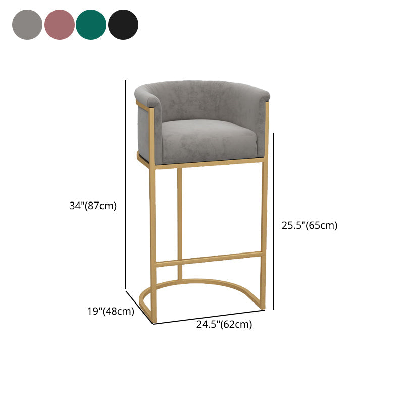 Milk Tea Shop Armed Stool Glam Matte Finish Velvet Bar Stool Clearhalo 'Bar Furniture' 'Bar Stools' 'bar_stools' 'furn' 'furn_bar_stools' 'Furniture' 'furniture_bar_stools' 'Kitchen & Dining Furniture' 4888950