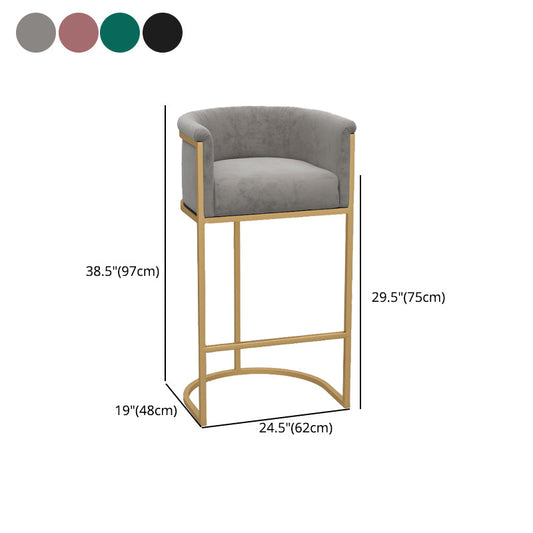 Milk Tea Shop Armed Stool Glam Matte Finish Velvet Bar Stool Clearhalo 'Bar Furniture' 'Bar Stools' 'bar_stools' 'furn' 'furn_bar_stools' 'Furniture' 'furniture_bar_stools' 'Kitchen & Dining Furniture' 4888951